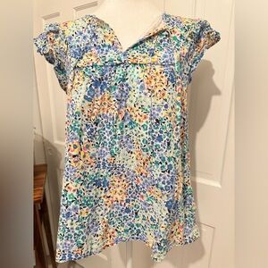 J. Crew Multicolor Floral Blouse 100% cotton Sz L